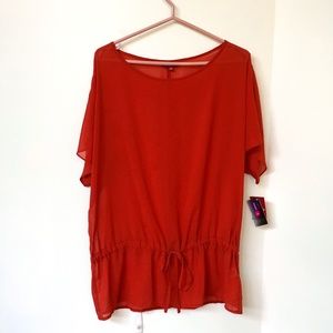 La Mode Blouse Size 36X Burnt Orange Pull On